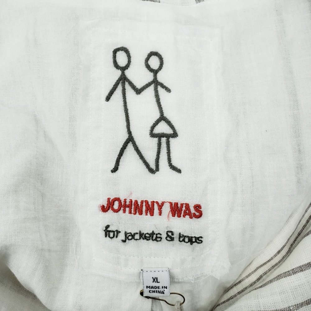 NWT Johnny Was Zona Stripe Linen Jacket Gray & White Women's Size XL - Picture 10 of 12